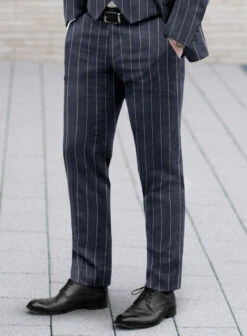 Noble Loredana Blue Stripe Cotton Silk Linen Suit 15 Noble Loredana Blue Stripe Cotton Silk Linen Suit -Vest Gentleman Shop nobleloredanablusripcttonslklinensuitlook 5