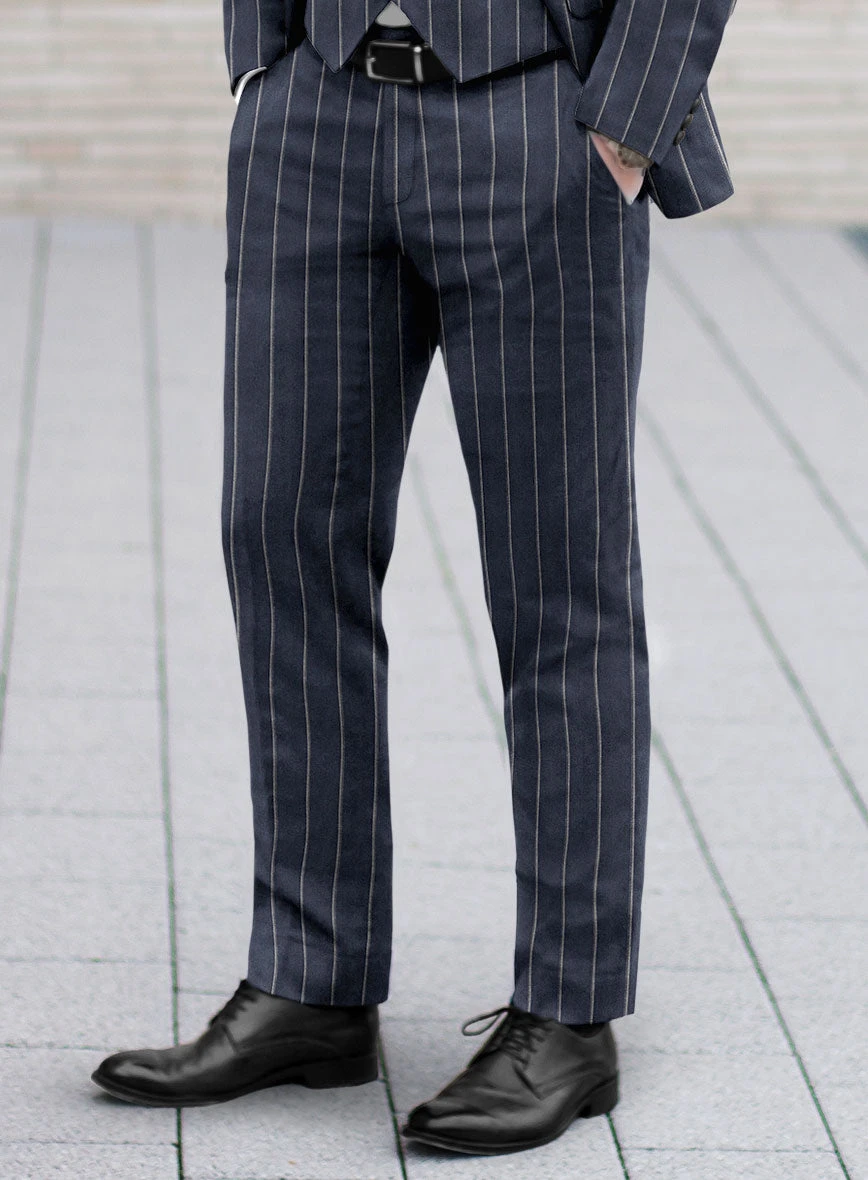 Noble Loredana Blue Stripe Cotton Silk Linen Suit 8 Noble Loredana Blue Stripe Cotton Silk Linen Suit - Image 6