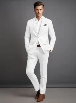 Pure White Linen Suit