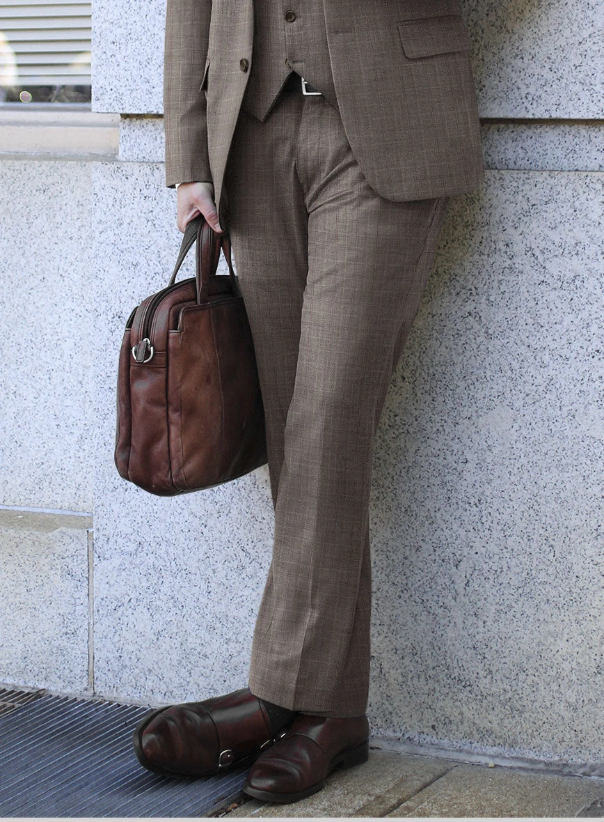 Scabal Cego Checks Brown Wool Pants 4 Scabal Cego Checks Brown Wool Pants - Image 2