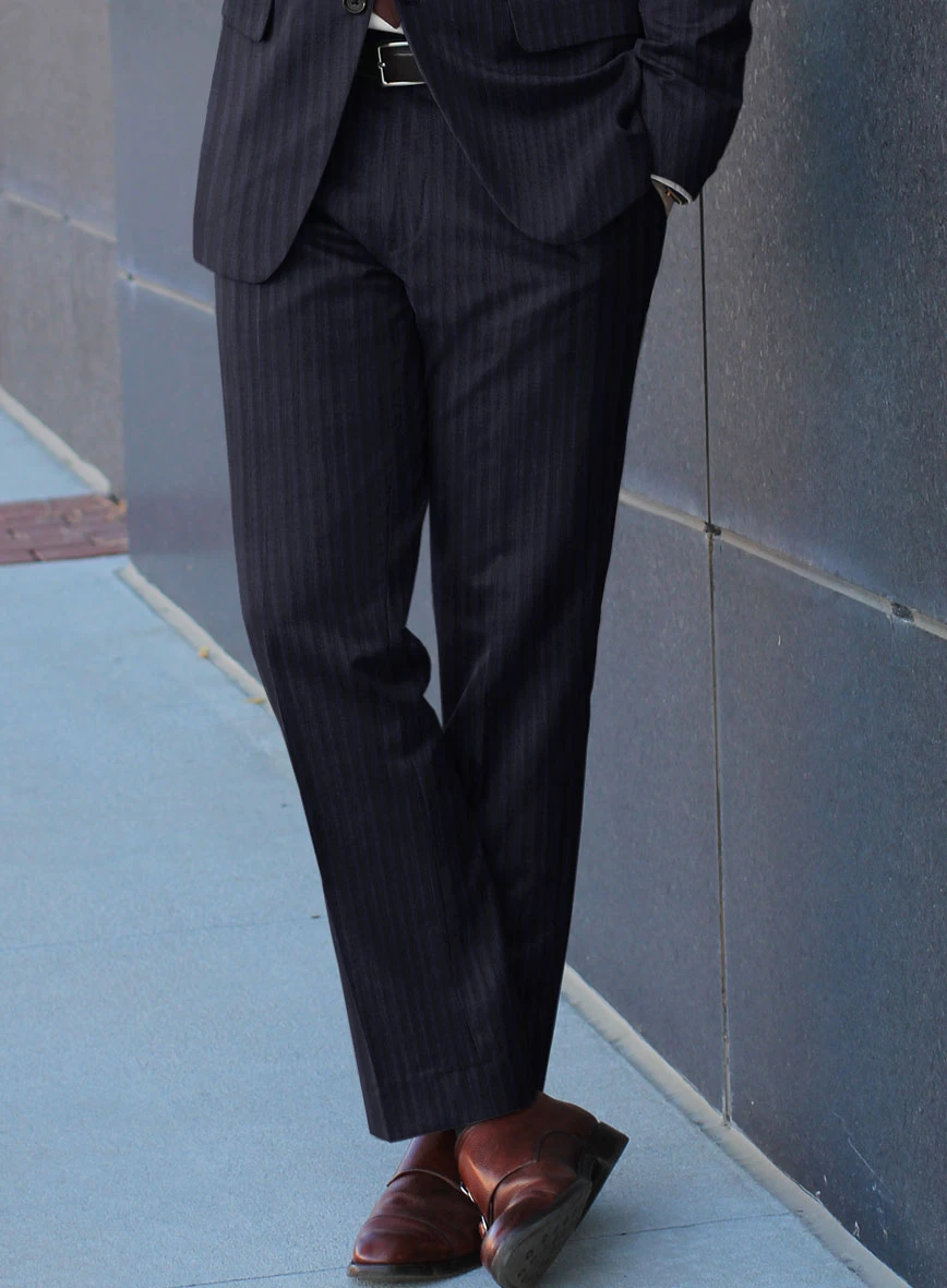 Scabal Londoner Nicaso Stripe Blue Wool Pants 4 Scabal Londoner Nicaso Stripe Blue Wool Pants - Image 2
