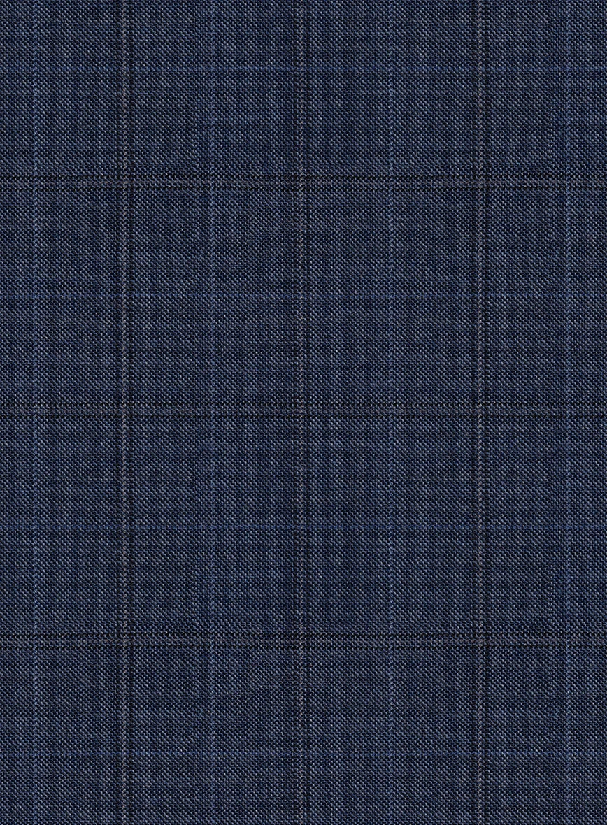 Scabal Mivo Checks Blue Wool Pants 5 Scabal Mivo Checks Blue Wool Pants - Image 3