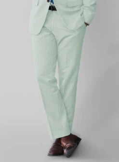 Scabal Pale Green Wool Pants -Vest Gentleman Shop scabalpalegreenwoolpantslook 1