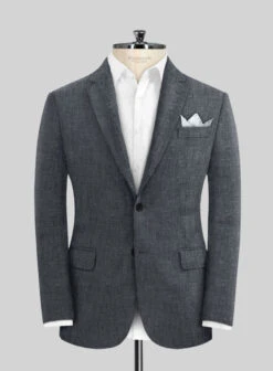 Slate Gray Pure Linen Suit -Vest Gentleman Shop slategraypurelinensuitlook 2