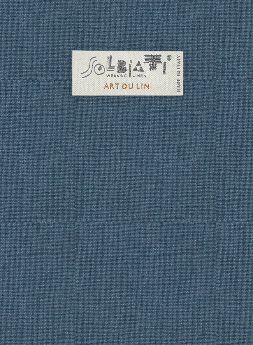 Solbiati Art Du Lin Dark Pastel Blue Linen Pants 5 Solbiati Art Du Lin Dark Pastel Blue Linen Pants - Image 3