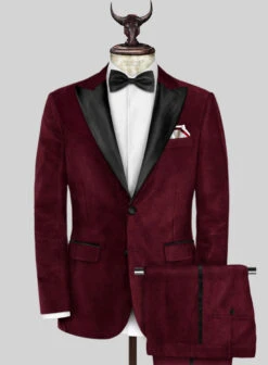 Wine Velvet Tuxedo Suit -Vest Gentleman Shop winevelvetuxedosuitlook 1