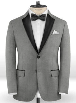 Worsted Mid Charcoal Wool Tuxedo Suit -Vest Gentleman Shop worstedmidcharcoalwooltuxedosuitlook 1
